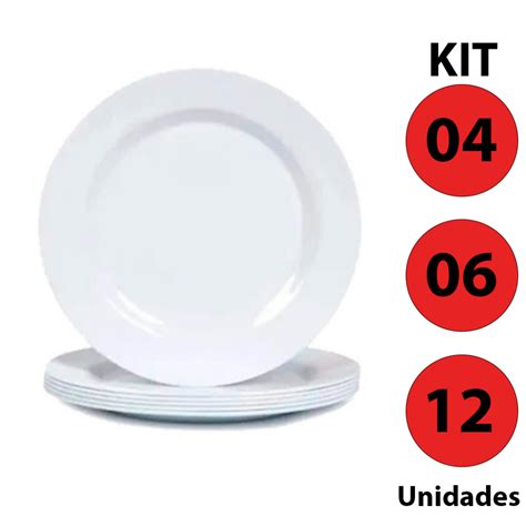 Jogo Kit Pratos Menu Raso Branco Vidro Redondo Opaline