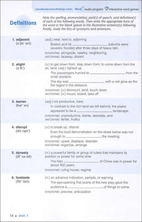 Vocabulary Workshop Level B Unit 10 Answers Vocabulary Works