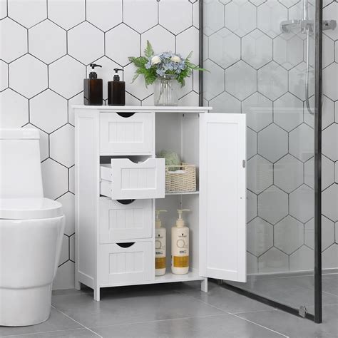 VASAGLE Bathroom Storage Cabinet Floor With Adjustable Shelf And