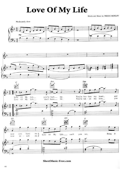 Queen Love Of My Life Partitura Para Piano Artofit