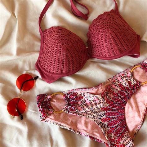 Pink And Red Bikini Set Women S Fashion Swimwear Bikinis Swimsuits On Carousell