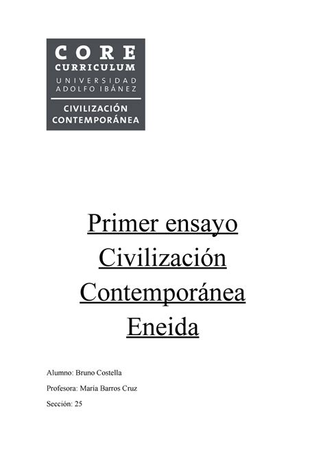 Primer ensayo Civilización Contemporánea Eneida Bruno Costella Primer