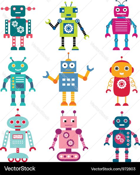 Robots Set Royalty Free Vector Image Vectorstock