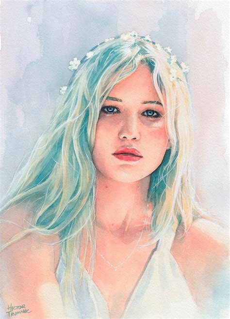 Jennifer Lawrence watercolor on Behance