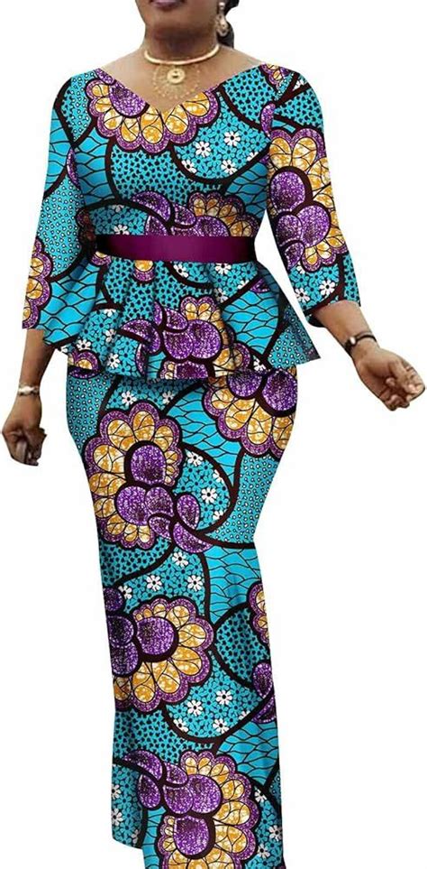 African Clothes For Women Dashiki Print Top And Skirts Piece Set