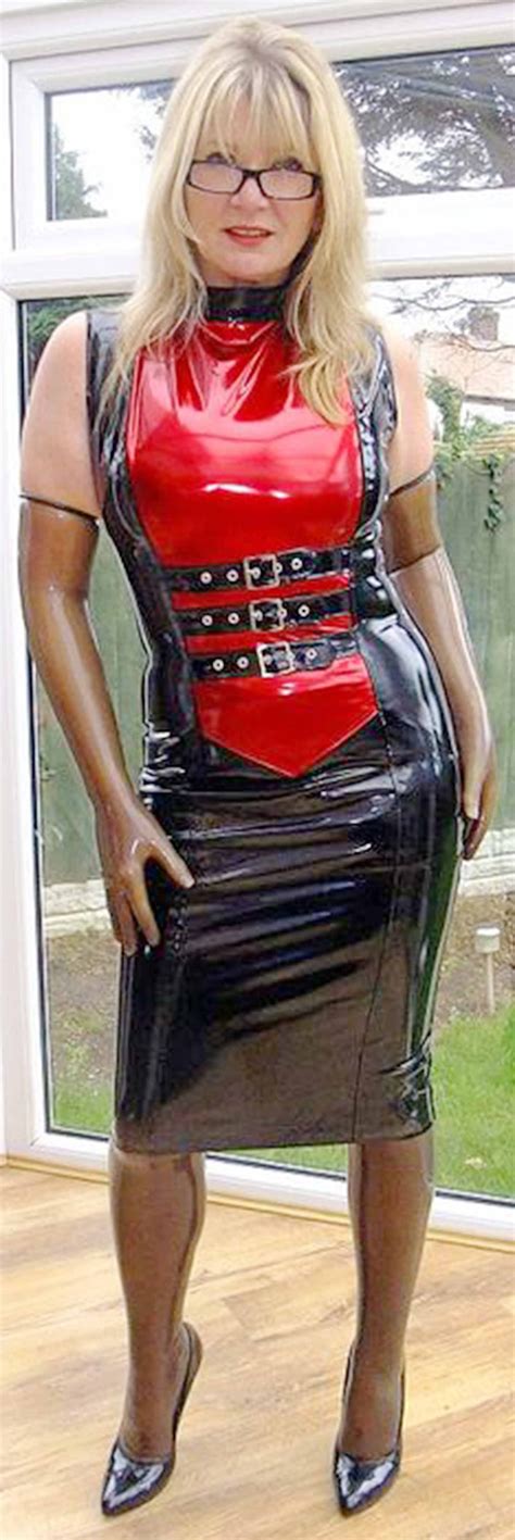 Pvc Outfits Latex Lady Beautiful Old Woman Latex Dress Latex Fashion Dominatrix Trousers