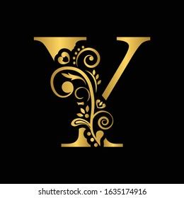 Gold Letter L Vintage Golden Flower Stock Vector Royalty Free