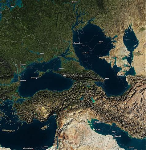 Reliefowa Mapa Morza Czarnego I Regionu Morza Kaspijskiego Po