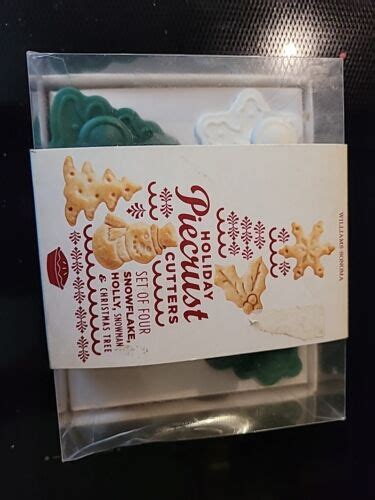 Williams Sonoma Holiday Pie Crust Cutters 4 Pc Snowflake Tree Holly Snowman Ds1 Ebay