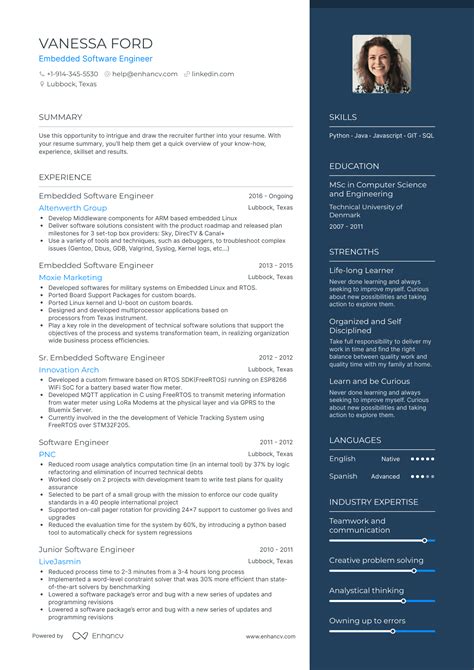 Embedded Software Engineer Resume Examples Guide For 2023 Layout