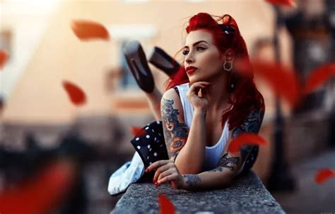 Download Wallpaper Girl Pose Style Makeup Tattoo Bokeh Alessandro