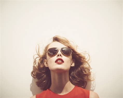 Face Women Model Portrait Long Hair Sunglasses Glasses Open