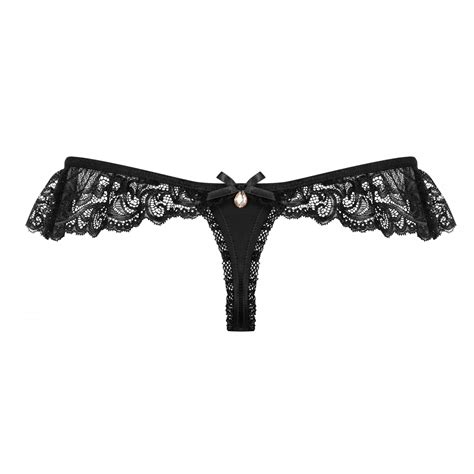 Sexy Tanga In Pizzo Nero E Volants Intimo Sexy Obsessive Lingerie