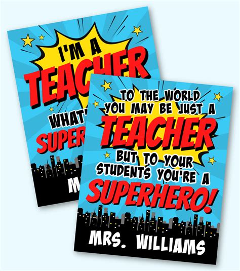 Superhero Teacher Appreciation Free Printables