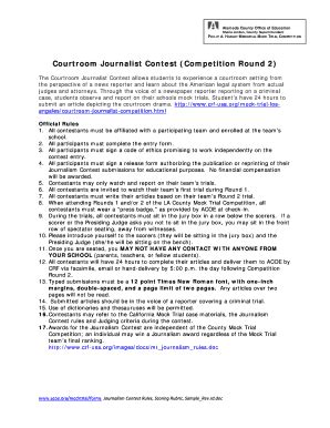 Fillable Online Acoe K Ca Journalism Contest Rules Scoring Rubric