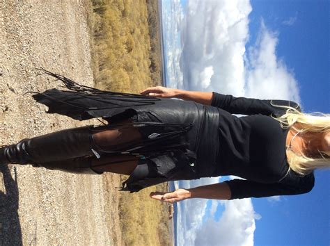 Sold Skirt Shawl Black Deerskin With Fringes Raw And Edgy Designs Deerskin Leather Jackets