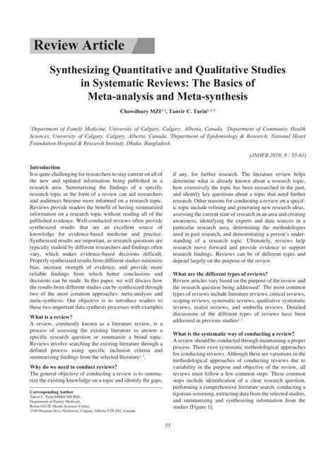 Pdf Synthesizing Quantitative And Qualitative Studies In Systematic