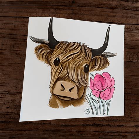 Jolie Vache Des Highlands Avec Illustration Florale Creative Fabrica