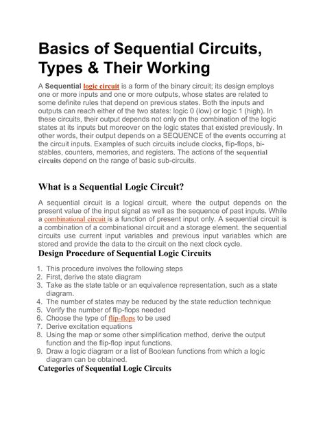 Logic Basics Of Sequential Circuits Docx