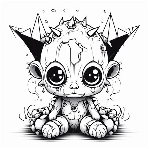 Premium Photo | A drawing of a baby alien with horns and a crown ...