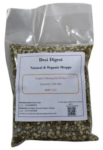 Desi Digest Green Organic Moong Dal Chilka Packaging Size 500 G At Rs