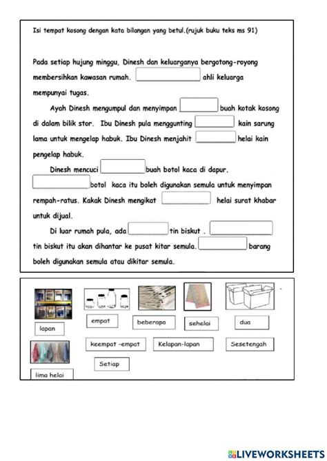 Bahasa Melayu Online Exercise For Sekolah Rendah Live Worksheets