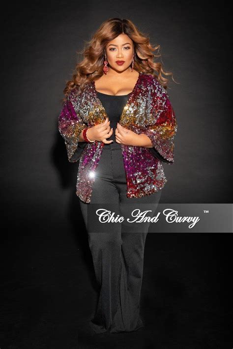 Plus Size Sequin Cardigan In Multi Color Seasonal Chic And Curvy Fashion Autumn Fashion