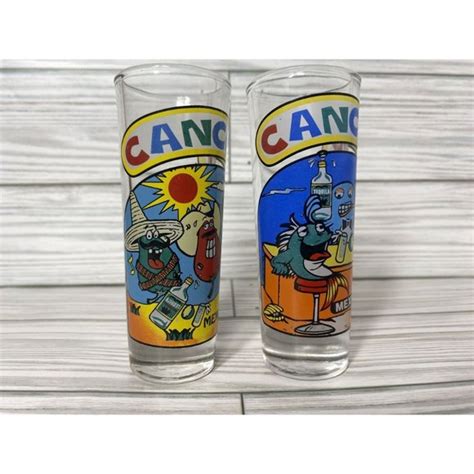 Unbranded Other Vintage Set Of 2 Whimsical Unique Colorful Cancun Tall Shot Glasses 99s