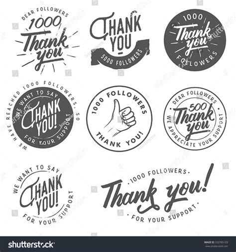 Set Vintage Thank You Badges Labels Stock Vector Royalty Free