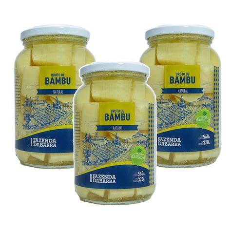 Broto De Bambu Em Conserva 560g Drenado 320g Sabor NATURAL Vegano