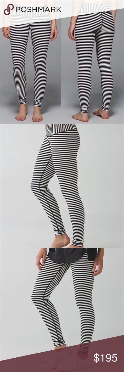 Lululemon RARE Wunder Under Black White Stripe 4 Black White