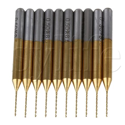 10pcs Titanium Coated Carbide Micro Drill Bit PCB End Mill With 1 8