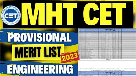 Mht Cet Provisional Merit List Mht Cet Engineering Merit List