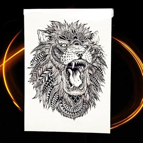 Tatuaggio Temporaneo Con Il Disegno Di Un Possente Leone Gogashop