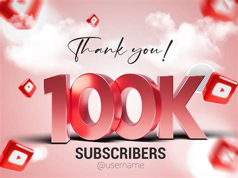 Premium Psd Thank You 100k Subscribers On Youtube Psd