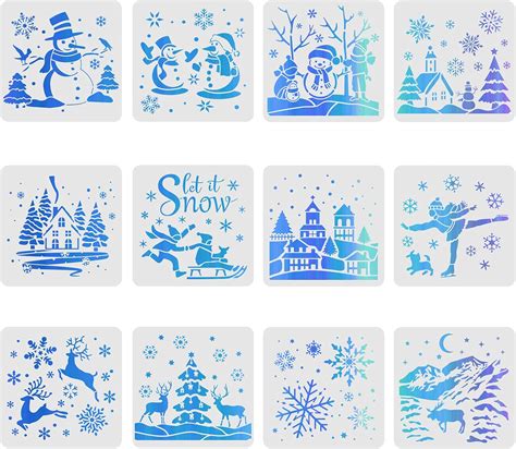 Fingerinspire Pcs Christmas Stencils Drawing Painting Templates Sets