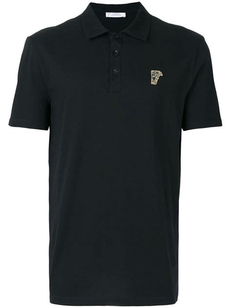 Versace Half Medusa Patch Polo Shirt In Black Modesens Mens Designer Polo Shirts Polo Shirt