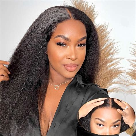 Domiso Wear And Go Glueless Wigs Human Hair Pre Plucked Pre Cut Kinky Straight 6x4