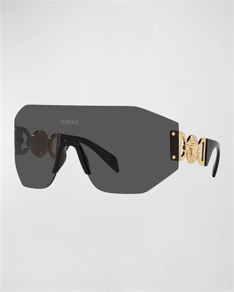 Versace Mens Medusa Logo Shield Sunglasses Neiman Marcus