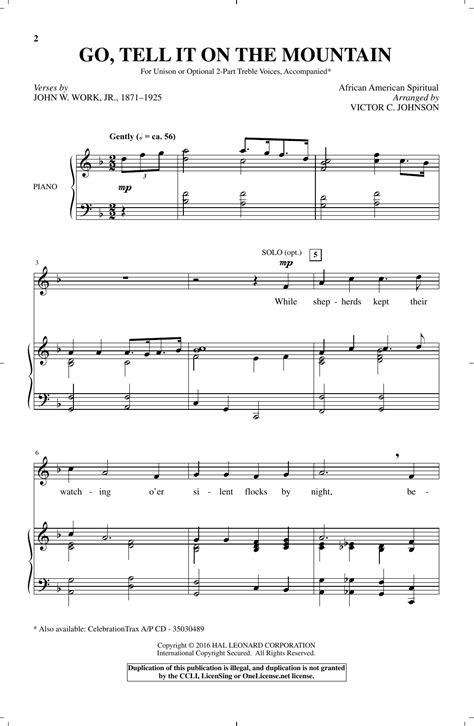 Go Tell It On The Mountain By Victor Johnson Sheet Music For Choir At