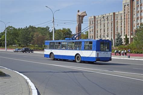 Old Soviet Trolleybus On The Street Of The City Of Tiraspol