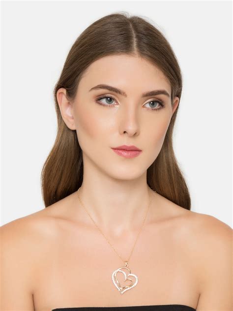 Fabula Gold Plated Heart Shape Zirconia Pendant Necklace Buy Fabula