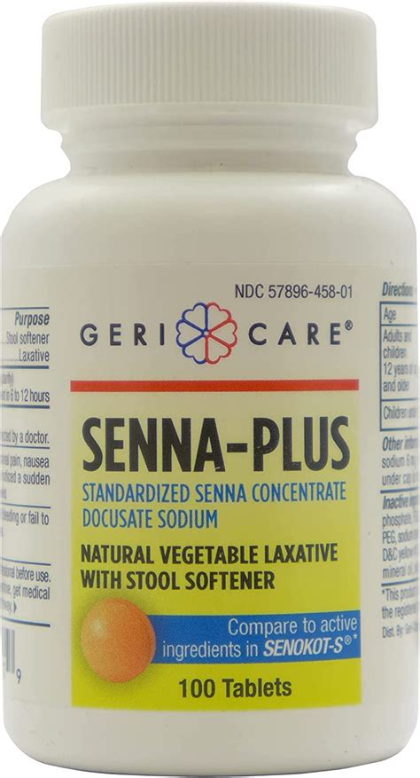 Geri Care Senna Plus Natural Vegetable Laxative With Stool Softener 4