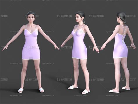 吊带睡衣 性感睡衣服装模型 女人模型库 3ds Maxmax模型下载 Cg模型网