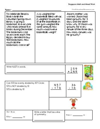 Singapore Math Worksheets | FreeEducationalResources.com - Worksheets ...