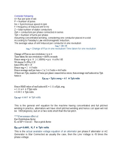 Emf Equation Of An Alternator Pdf