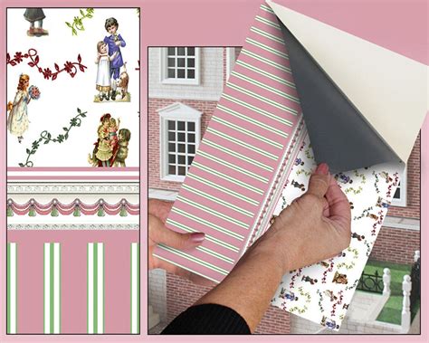 Self Adhesive Dolls House Wallpaper Th Scale Vinyl Sheet Etsy