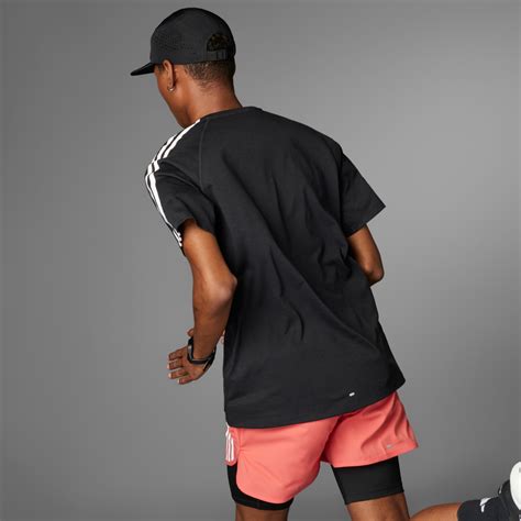 Adidas Own The Run 3 Stripes Tee Black Adidas Ke