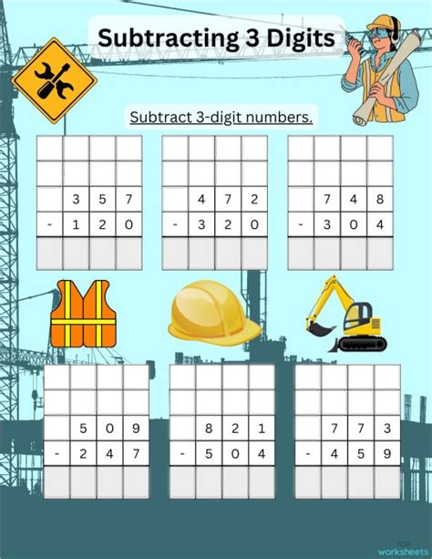 Subtracting 3 Digits Iii Interactive Worksheet Topworksheets