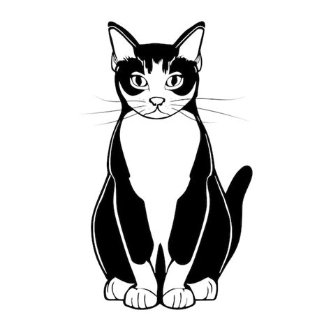 Ilustraci N Vectorial De Vista Delantera Del Gato Sentado Vector Premium